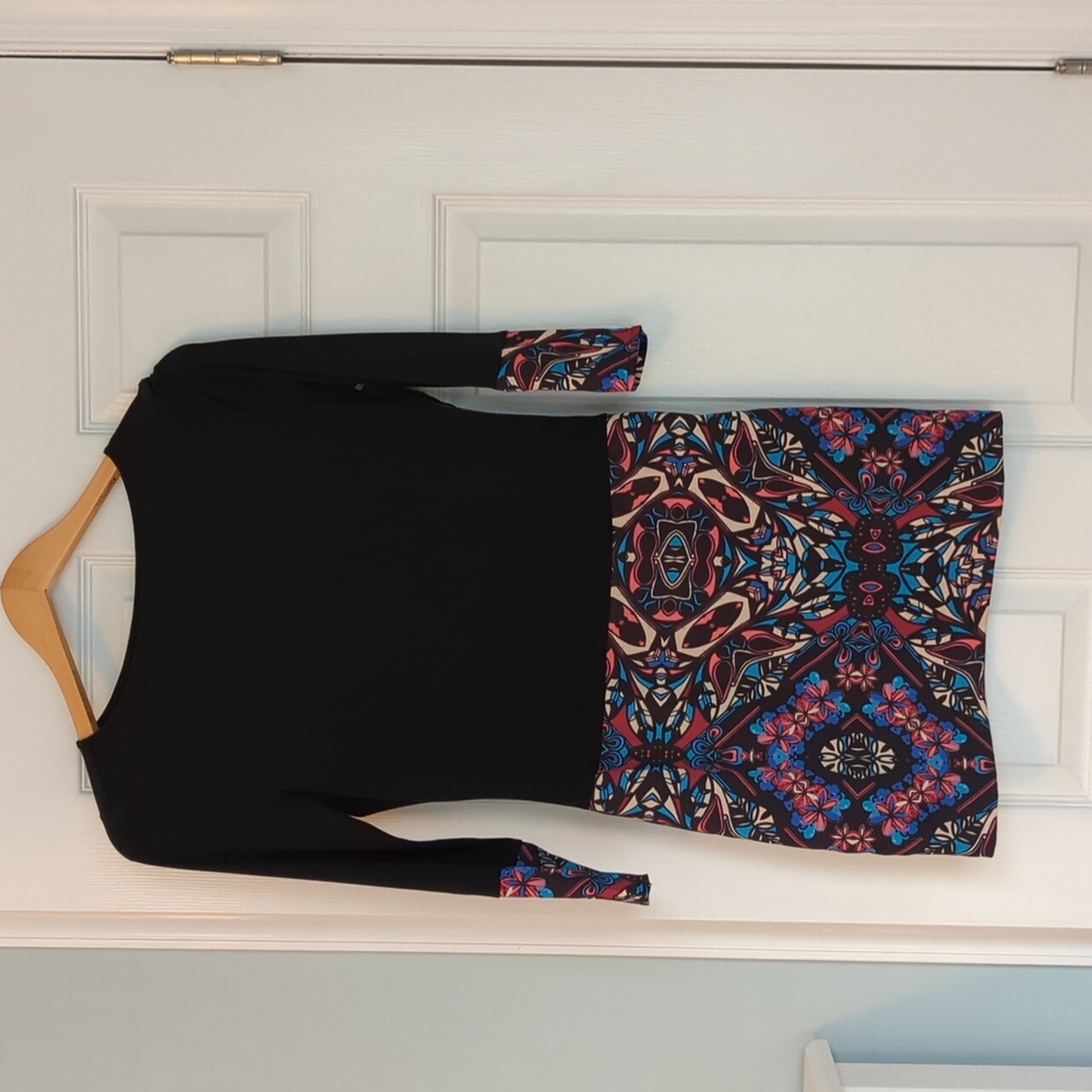 Marciano Black Mini Dress with Multicolor Skirt Size XS